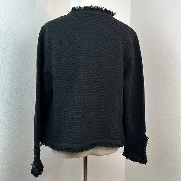 NIC + ZOE Black FRINGE MIX KNIT JACKET Size Large NWT - Picture 9 of 16